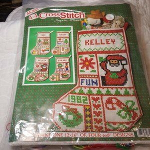 Vtg 1982 McNeil 4 in 1 Christmas Stocking Cross Stitch  Kit 8108 Make 1 or 4